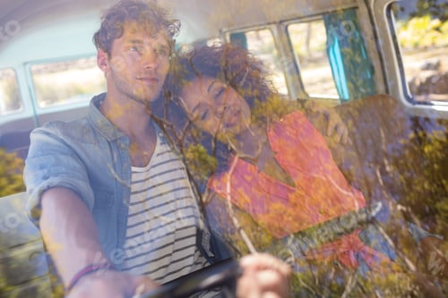Preview: Couple travelling in campervan