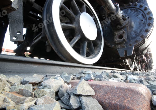 Preview: Old train wheels on the railway
