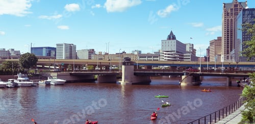 Preview: View Of A River And Buildings In Milwaukee