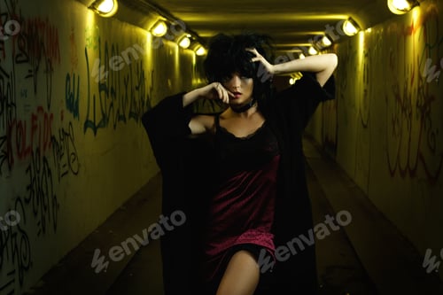 Preview: Strange and freaky woman in the dark tunnel