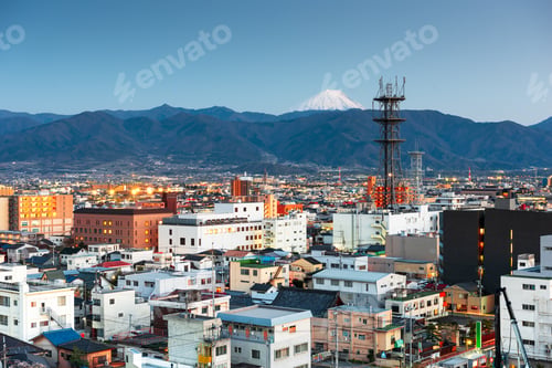 Preview: Kofu, Japan City Skyline with Mt. Fuji