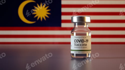 Preview: Covid-19 Vaccine Vial Against Blurred Striped Background