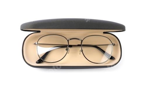 Preview: One case with glasses isolated on white, top view