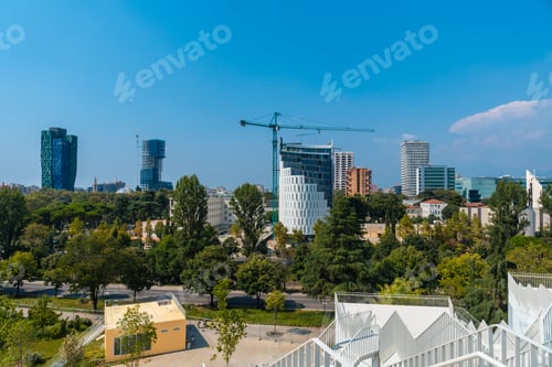 Preview: Panoramic view of the city from the Pyramid of Tirana near Skanderbeg Square in Tirana. Albania