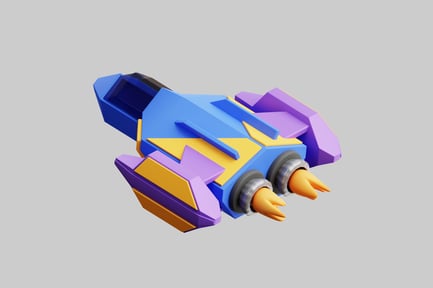 Preview: Cartoon spacecraft with flames