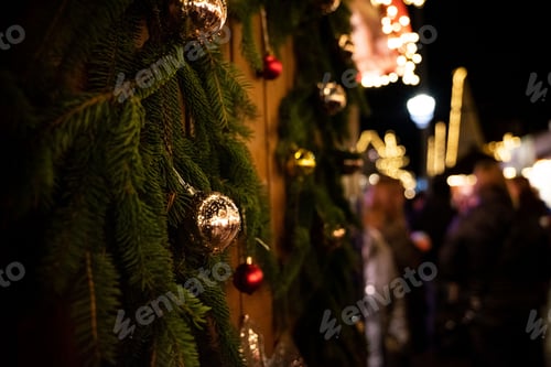 Preview: Closeup shot of a Christmas tree on a blurry background