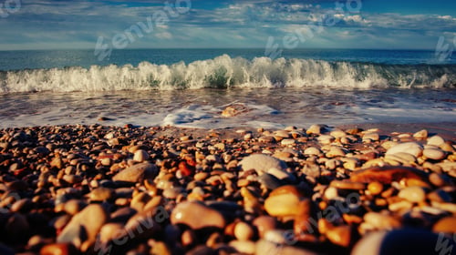 Preview: waves on the sea landscape a background of blue sky