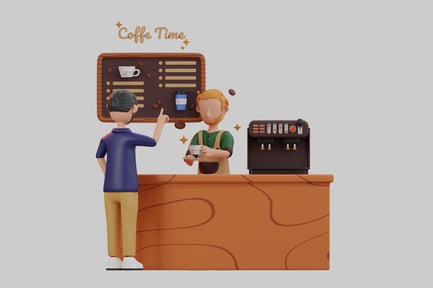 Vista previa: Dos hombres en una cafetería