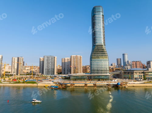 Preview: Panoramic view of Belgrade Waterfront, Sava River, Belgrade Tower
