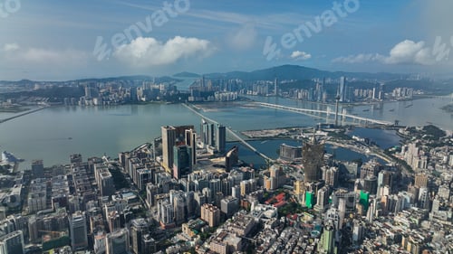 Preview: Aerial View of City and Body of Water in Macao