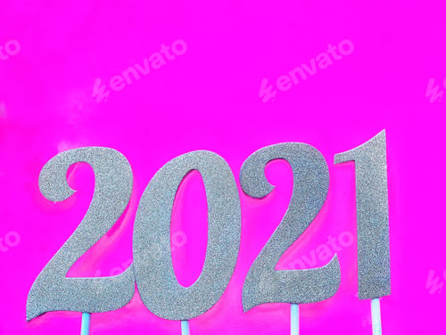 Preview: 2021 on pink background for New Years eve