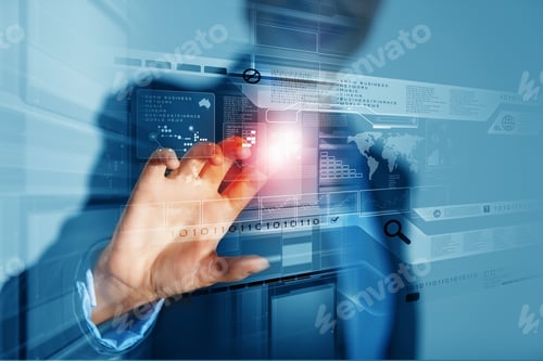 Preview: Close Up Of Businessman Hand Pushing Icon On Media Screen