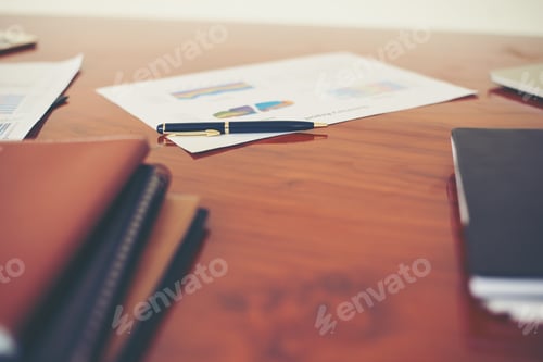 Preview: business documents with charts growth,and pen,workplace business.
