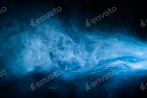 Preview: Blue fog haze on dark background. Abstract atmospheric smoke cloud.