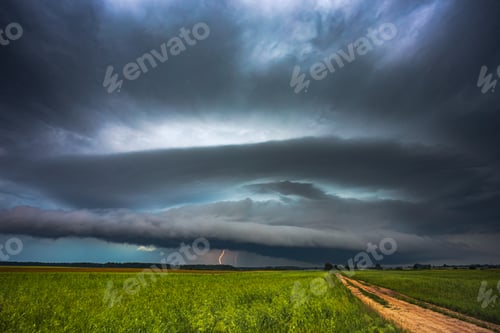 Preview: Supercell storm clouds with intense tropic rain and lightning