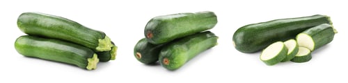 Preview: Fresh ripe zucchinis isolated on white, collage