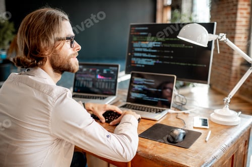 Preview: Programmer working with program code
