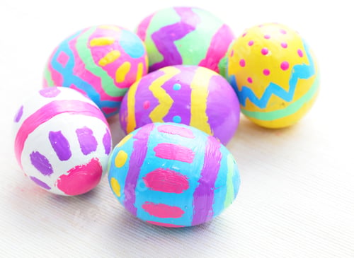 Preview: children paint colorful easter eggs