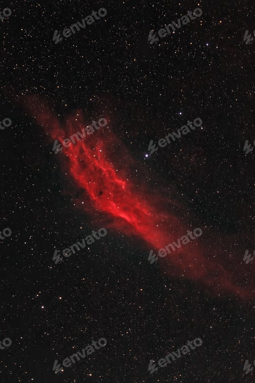 Preview: The Wing Nebula, a celestial object located in the constellation of Cygnus with a red nebulous cloud