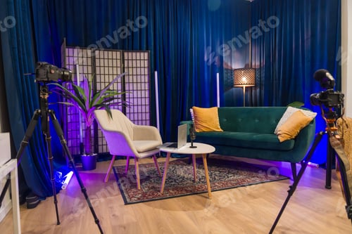 Preview: Content creation studio set up for podcast recording