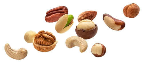 Preview: Different nuts collection isolated on white background