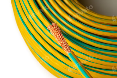Preview: Closeup of Yellow and Green Electrical Wire Spool