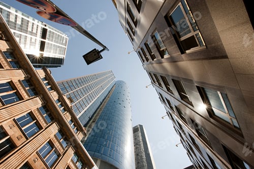 Preview: Low angle view of Frankfurt business district, Germany