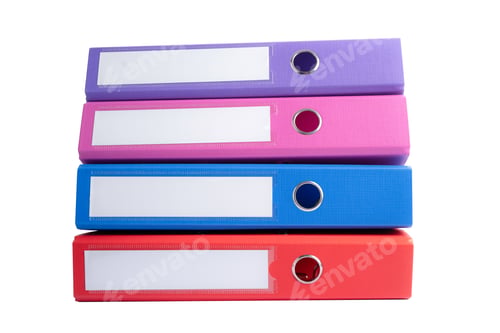 Preview: Stack of binder data finance report business isolated on white background with clipping path.