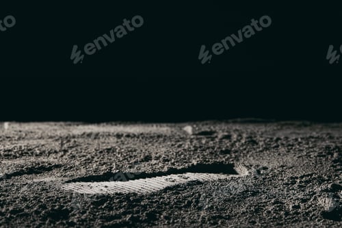 Preview: Footprint on the moon against a black background