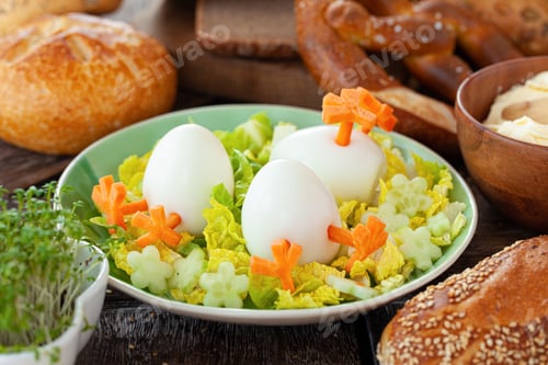 Preview: Easter breakfast with hard boiled eggs