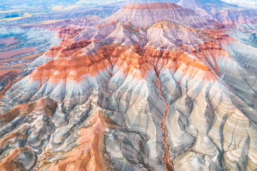 Preview: Colorful sand dunes of Ankara from aerial view.