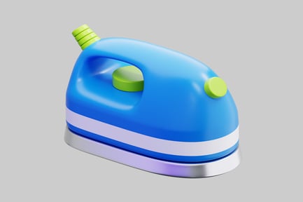 Preview: Stylized 3D Blue Laundry Iron Appliance