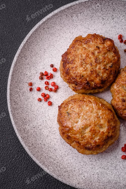 Preview: Delicious fresh fried minced fish cutlets with spices and herbs