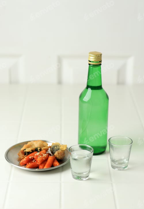 Preview: Soju Bottle and Side Dish Food, Topokki and Fries