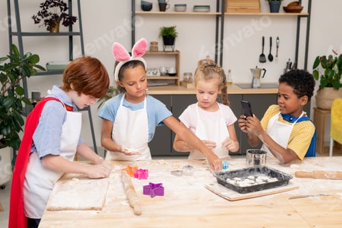 Preview: Kids Baking Cookies Having Fun in Kitchen