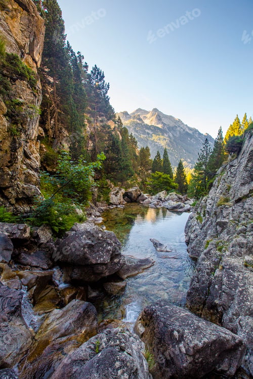 Preview: Baños de Panticosa in the Aragonese Pyrenees. Spain, vertical photo