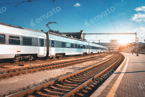 Preview: Beautiful passenger train at the railway station