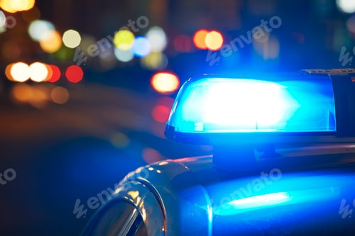 Preview: Police car on the street at night