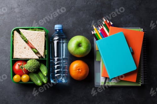 Preview: Lunch box and school supplies