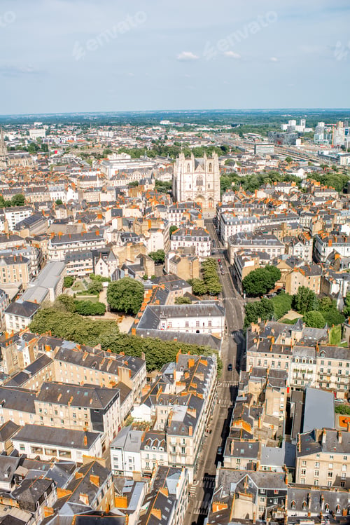 Preview: Aerial view on Nantes city in France