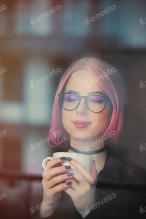 Preview: young woman with cup