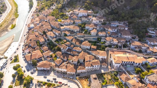 Preview: Aerial view of the city of Berat in Albania, the city of a thousand windows