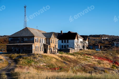 Preview: An old Abandoned houses in the field, close-up photo.
