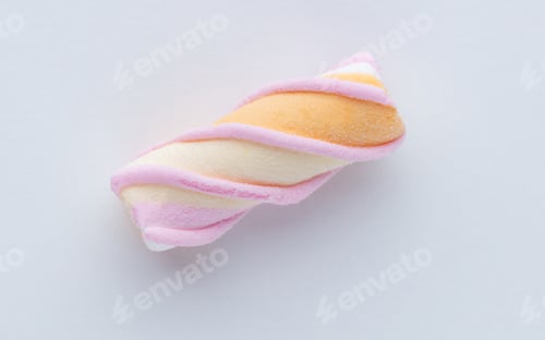 Preview: Colorful marshmallows on pastel background.