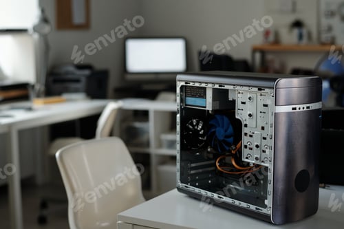 Preview: Disassembled computer processor on desk