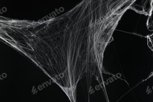 Preview: Creepy white spider web on black background
