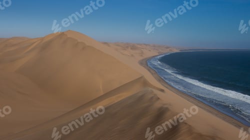 Preview: Vast desert landscape of Walvis in Namibia under a clear sky