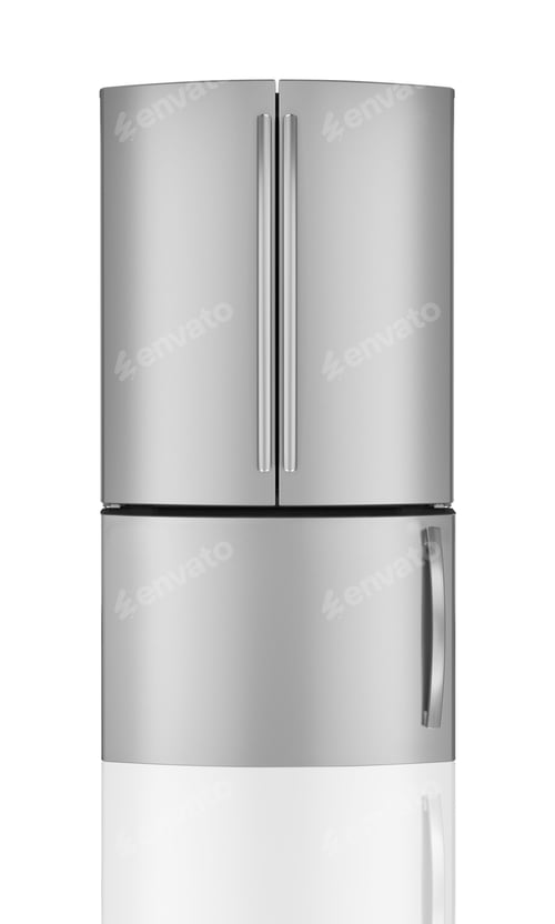 Preview: Modern Silver Refrigerator with Three Doors Design