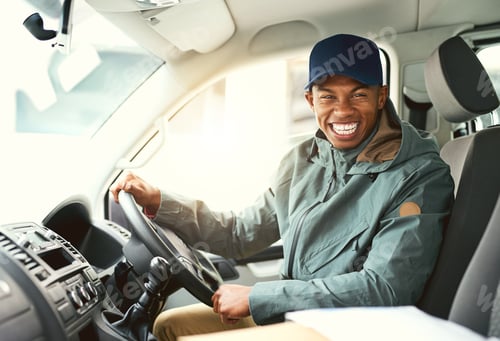 Preview: Time to head off and deliver some packages. Portrait of a courier making deliveries in his van.