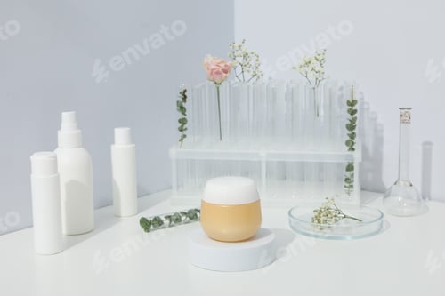 Preview: Concept of cosmetic research and organic skin care products